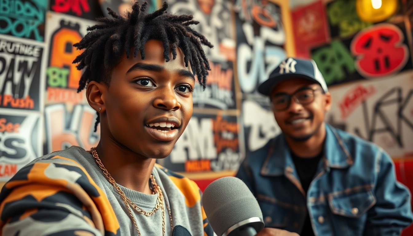 Engaging BigMay202 interviews conveying vibrant energy and talent in the hip-hop scene.