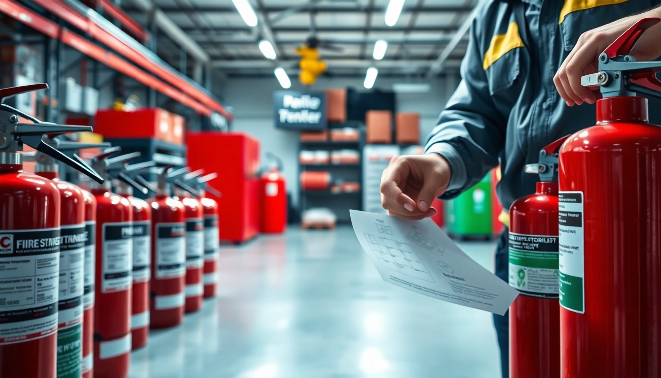 Technician performing fire extinguisher servicing Cannock ensuring safety compliance