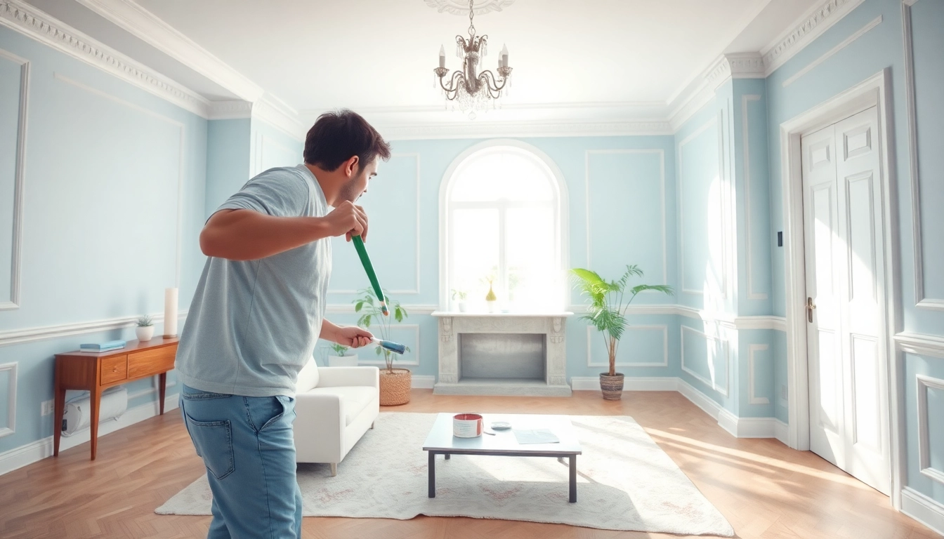 Freshly completed interior painting project transforming a living room with soft colors.