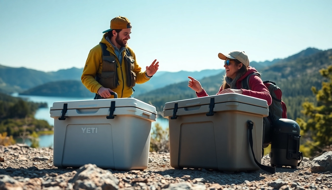 Compare the best yeti cooler alternative in a scenic outdoor setting for camping.