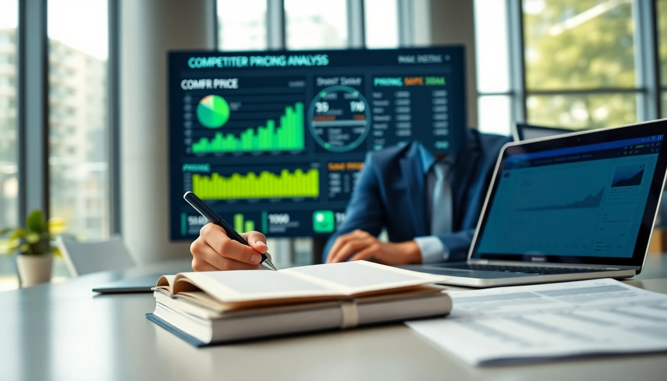 Engage in a Competitor pricing analysis with a business analyst reviewing data in a modern office.