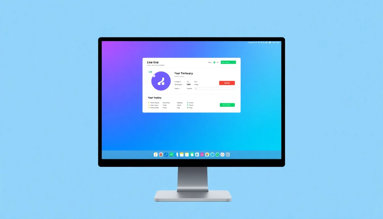 Interactive view of line电脑版下载 app showcasing features on a computer screen.