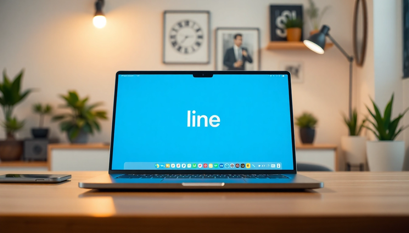 Showcase of line電腦版官方下載 on a laptop in a stylish workspace, emphasizing its user-friendly interface.