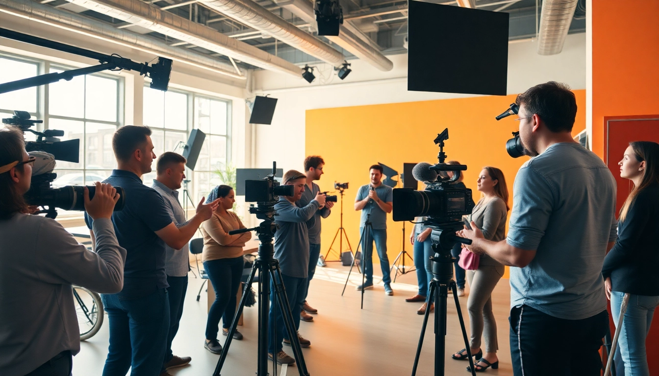 Engaging video production by 영상업체 showcasing teamwork in a creative studio.