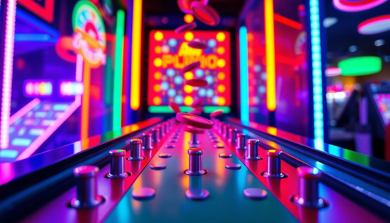 Menyaksikan plinko chips yang jatuh dari papan Plinko yang hidup dan berwarna-warni.