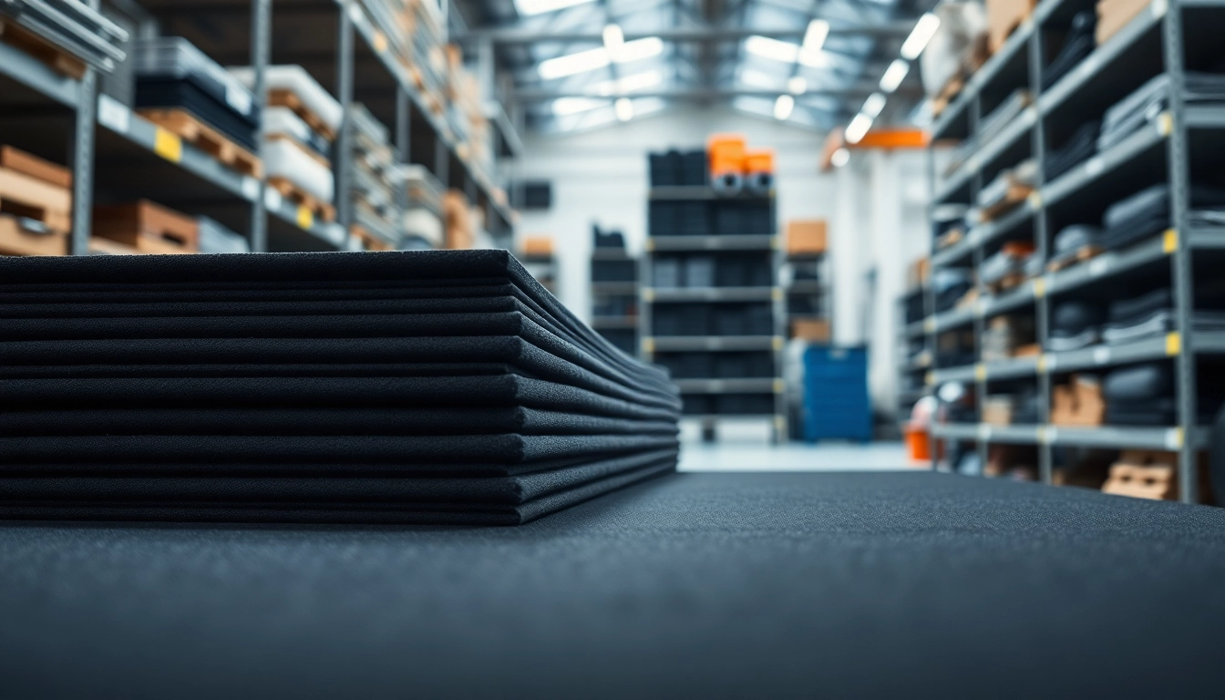 Hule Neopreno destacando su flexibilidad y textura en un ambiente industrial limpio.