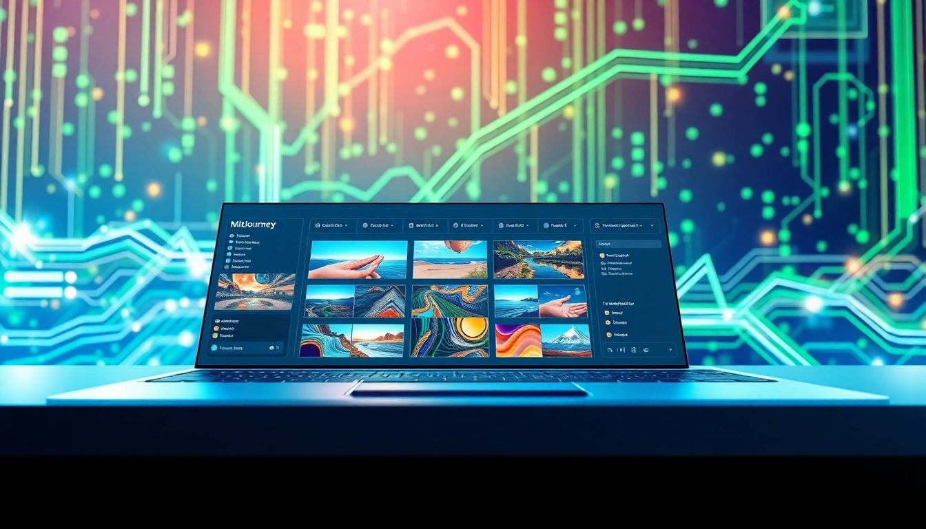 Generate stunning images with the api for midjourney featuring a modern AI interface against a tech backdrop.