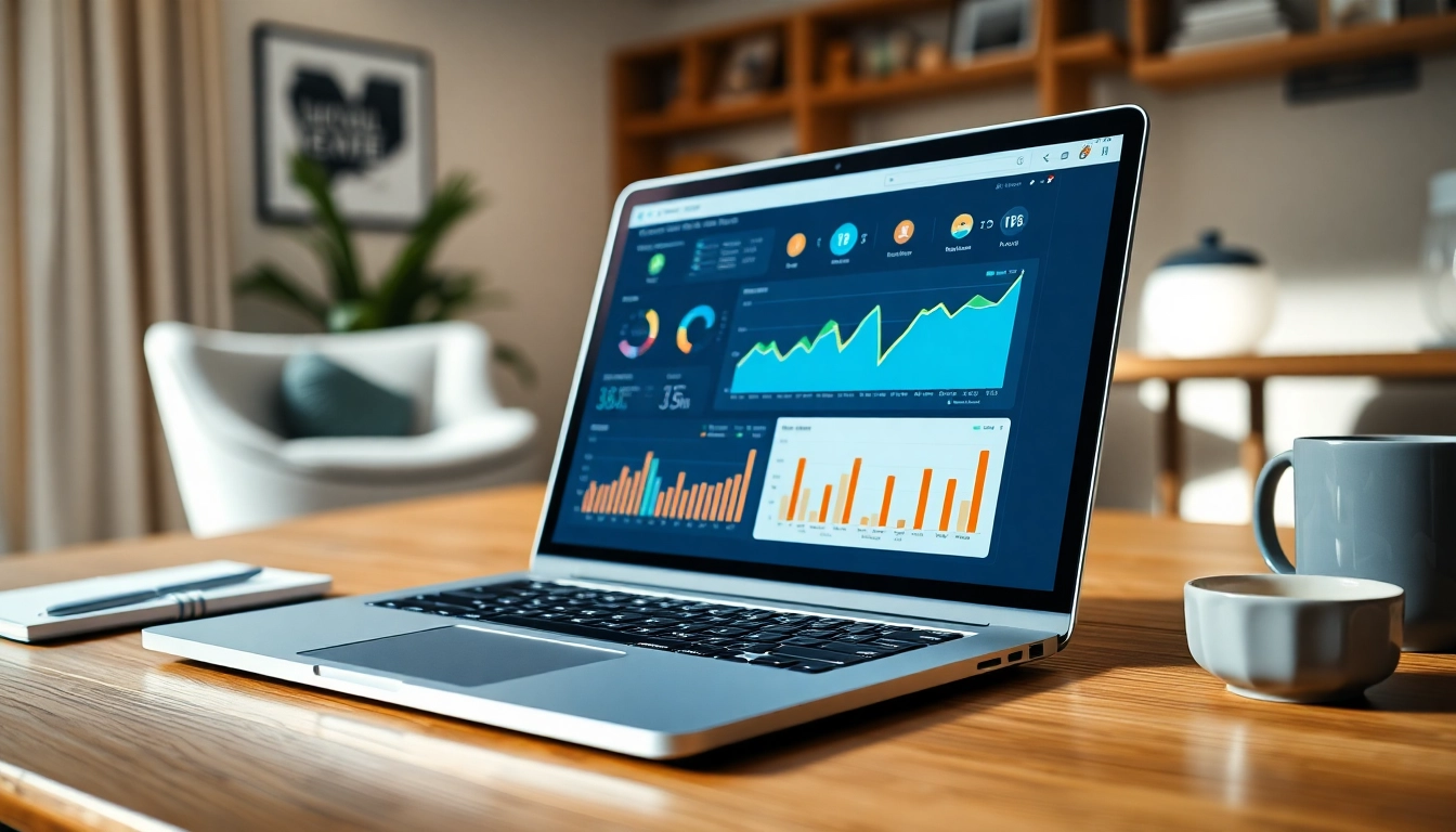 Visual representation of a budget visualizer on a modern laptop screen showcasing colorful financial charts.