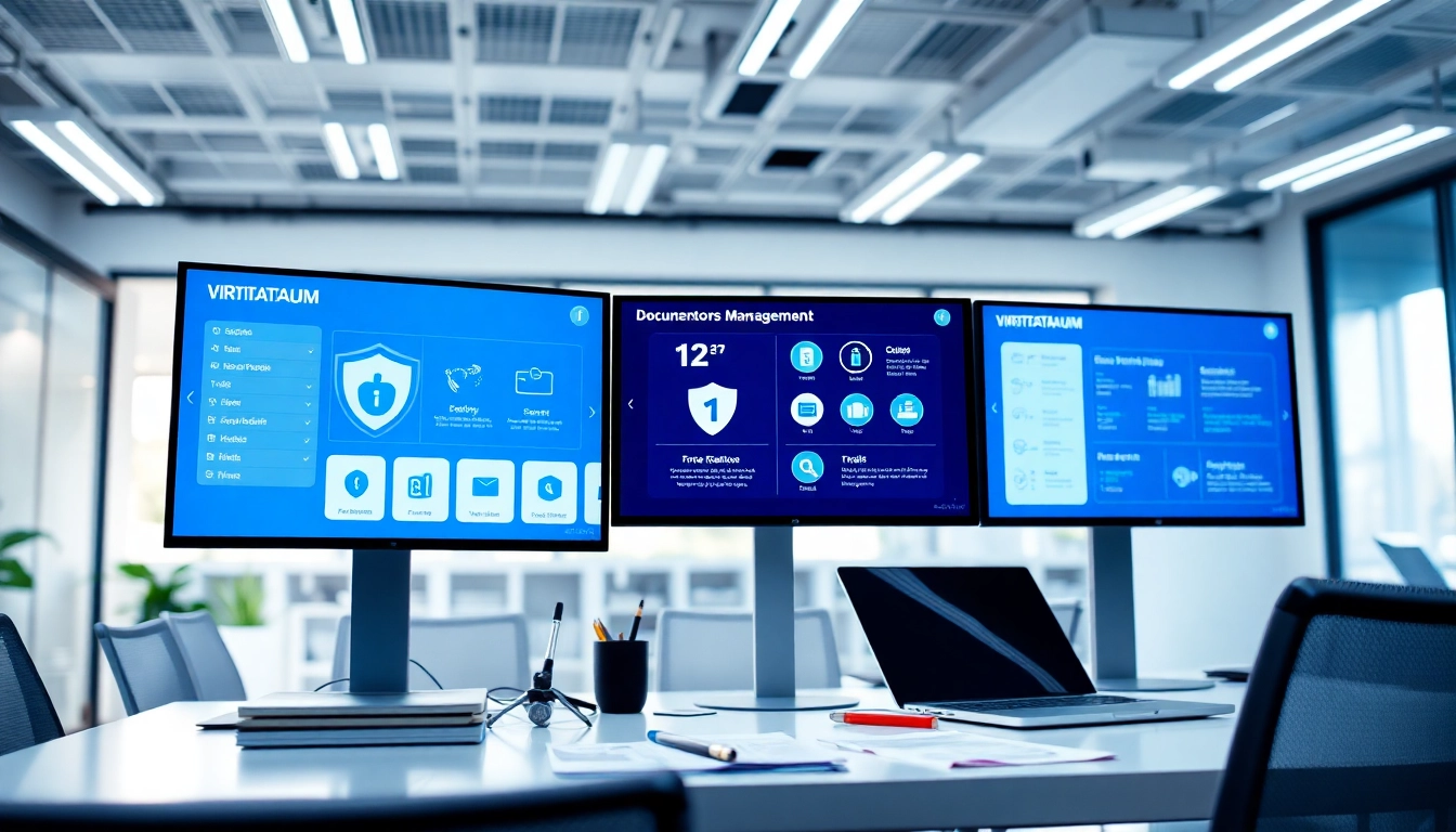 Datenraum Benutzeroberfläche in einem modernen Büro, die Effizienz und Sicherheit zeigt.