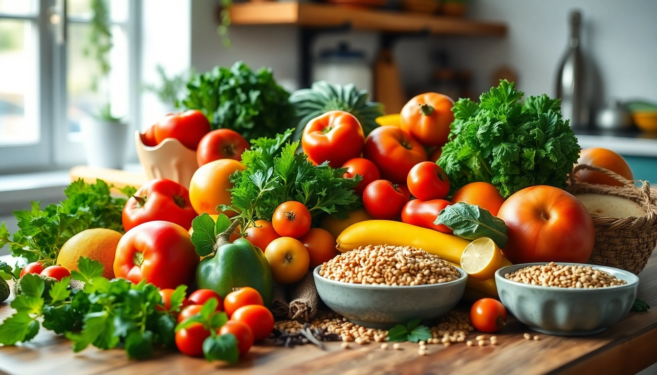 Showcasing the best diet foods to lose weight naturally, featuring colorful fruits and fresh vegetables.