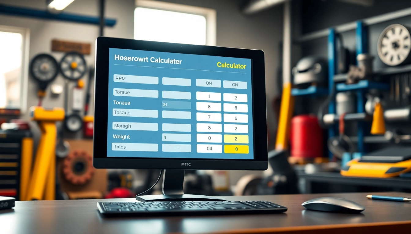 Utilizing a modern Horsepower Calculator on a sleek desktop tool interface.