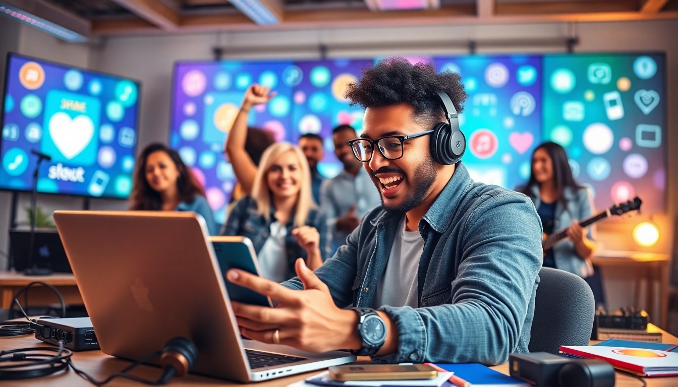 Engaging artists promoting their music through various music promotion services online.