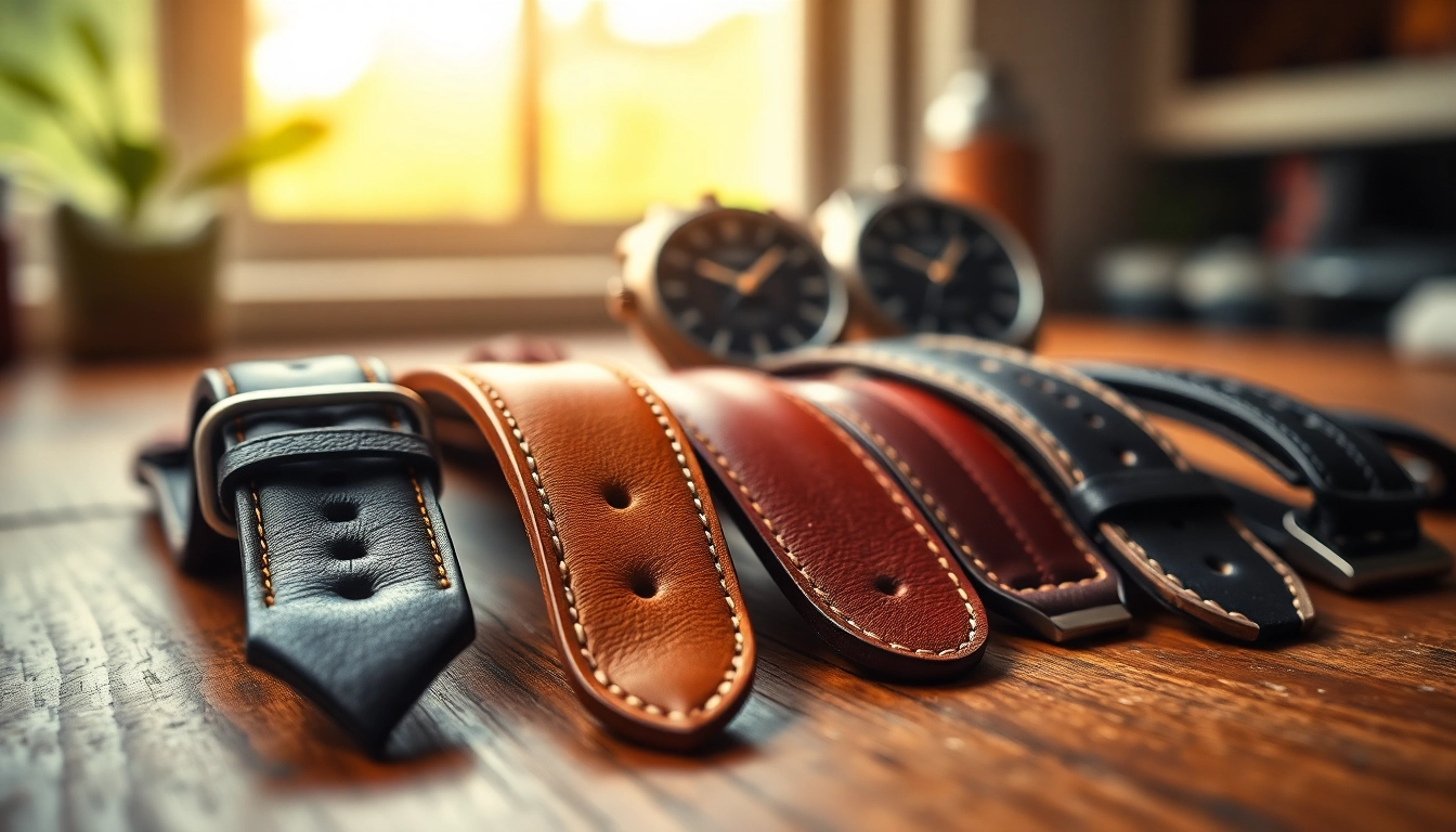 Explore premium leather watch straps showcasing craftsmanship and rich textures.