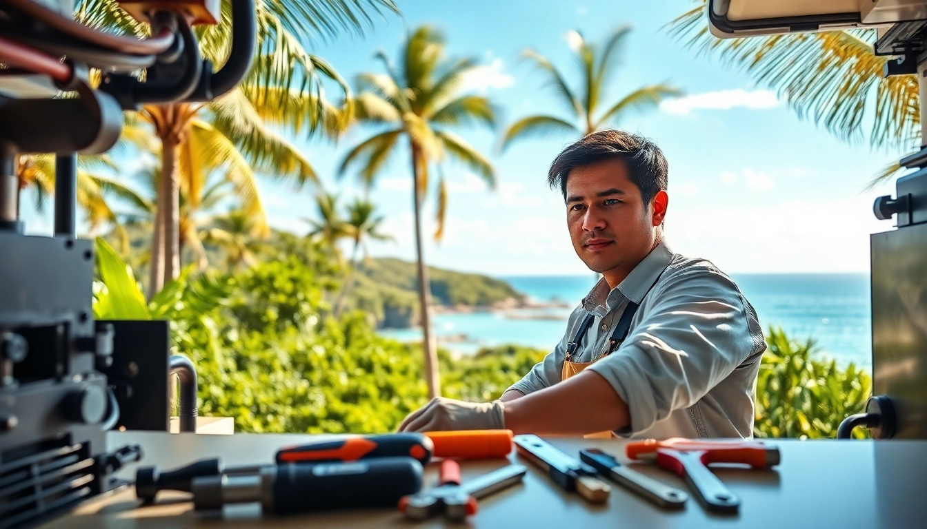 Ensure reliable maintenance services with Guaranteed maintenance Phuket showcasing skilled technician in action.