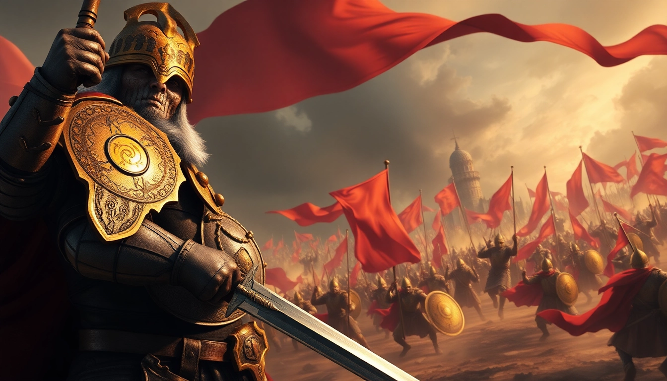 Warlords leading fierce battles in a medieval landscape, immersed in epic action and strategy.
