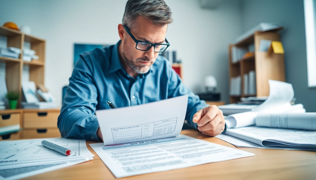 Contractor completing the DAS 140 form with attention to detail in a professional workspace.