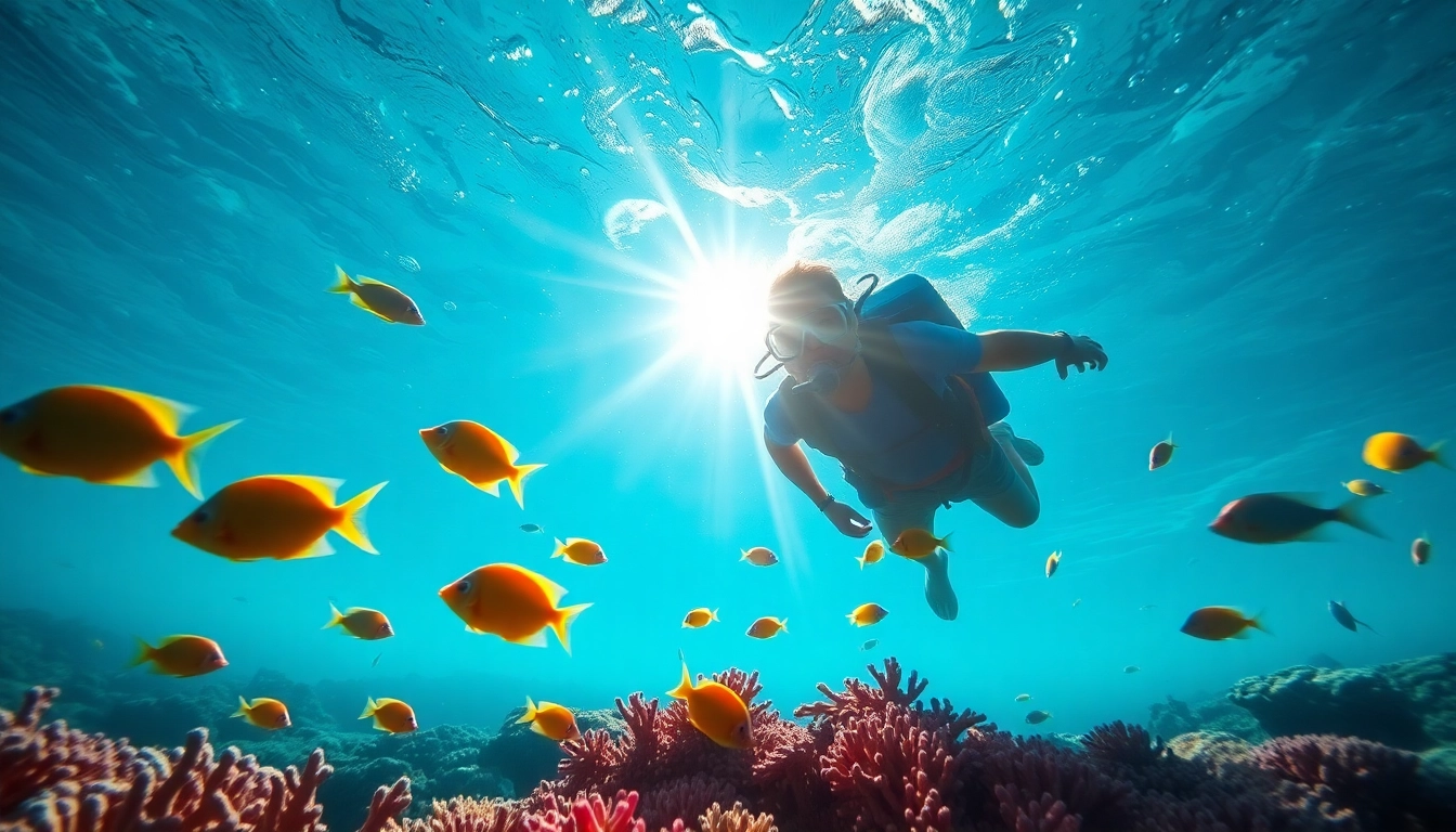Engaging snorkeling puerto rico experience with a diver amid colorful coral reefs.