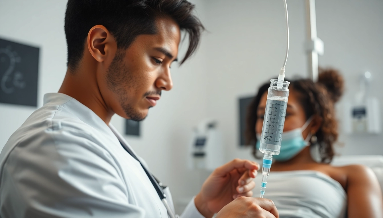 NAD IV infusion therapy administered by a healthcare professional in a calm, professional setting.