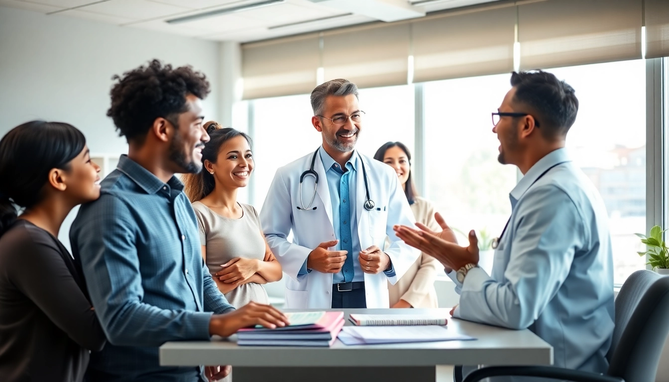 The concierge doctor las vegas assists a family in a welcoming office, promoting personalized healthcare.