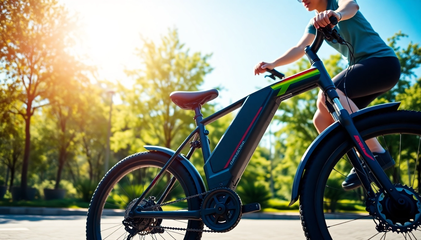 Rider enjoying the E Ride Pro SS 3.0 electric bike in a vibrant urban park.