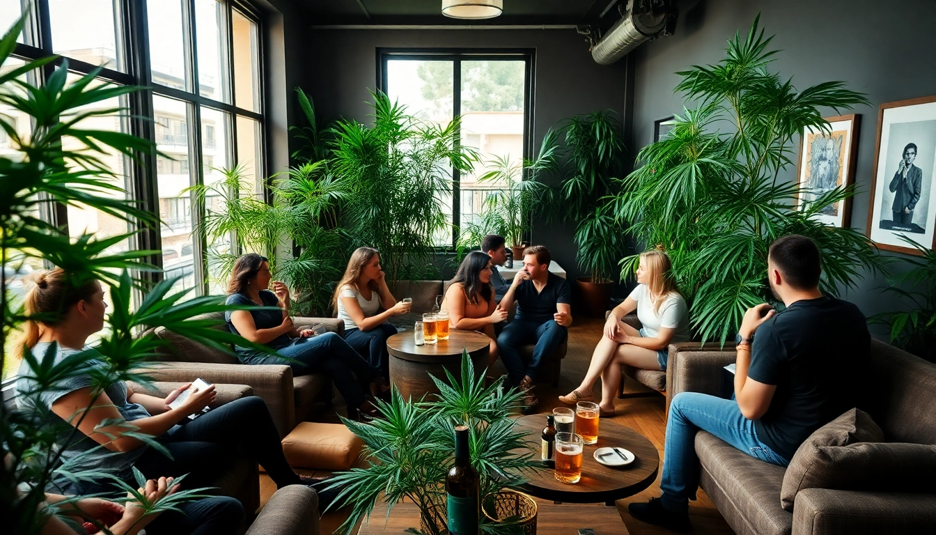 Join fellow enthusiasts at https://cannabisbcn.com in an inviting cannabis club setting.
