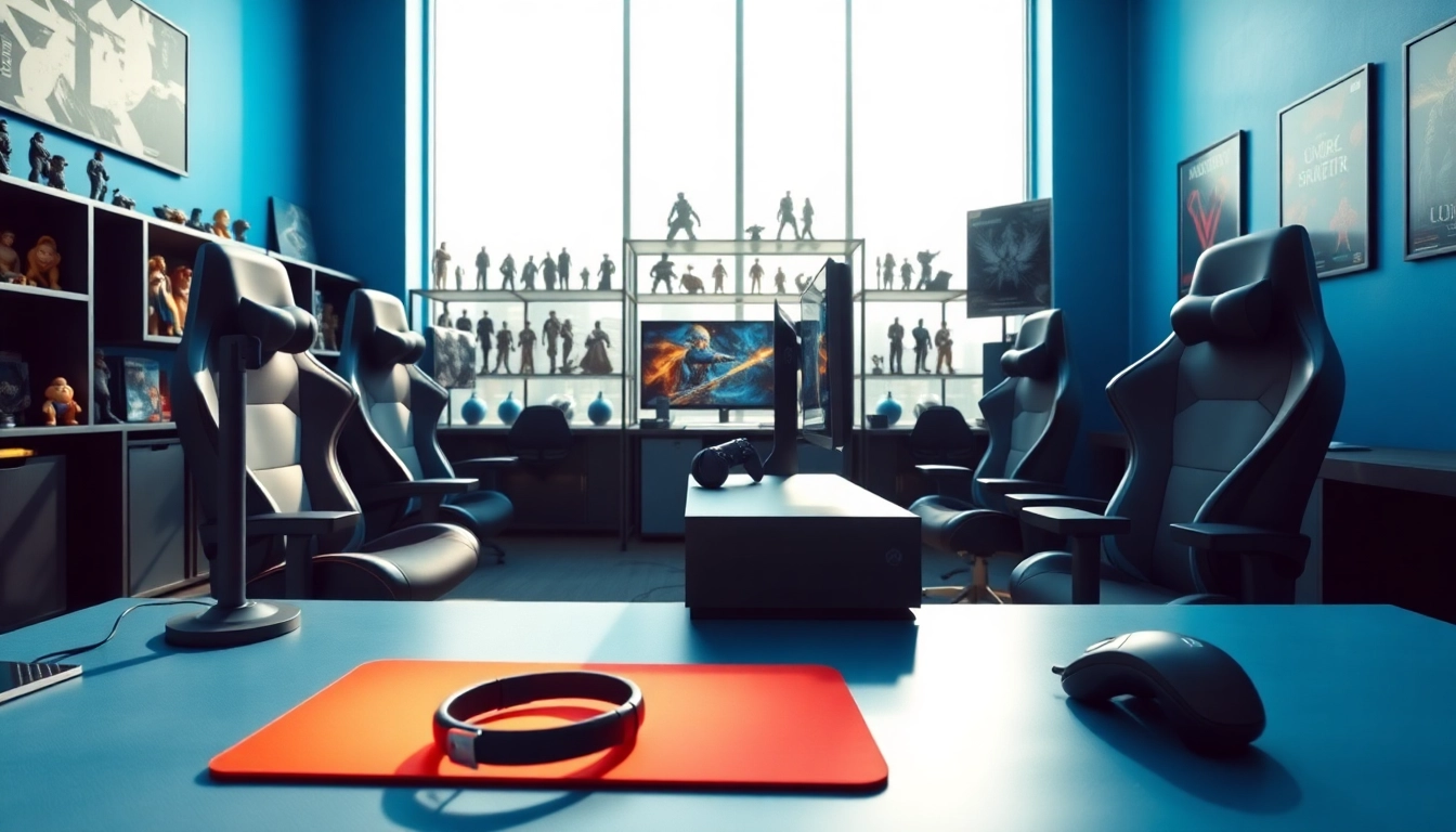 Matador168 gaming setup yang modern dengan konsol dan aksesori yang terorganisir rapi.