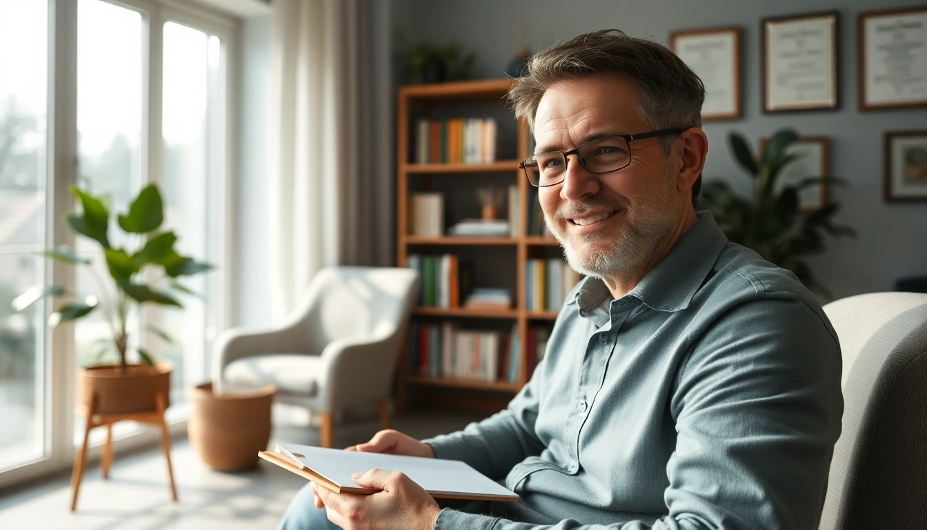 Experienced psychiatrist engaging a patient in a supportive therapy session.