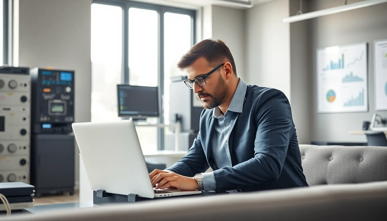 Engaging IT professional working on a project in Fredericksburg