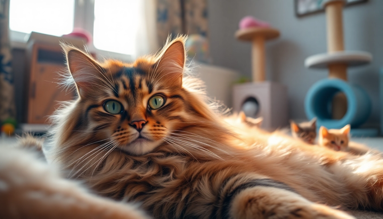 Adorable Maine Coon cats for sale Sacramento, featuring majestic adults and playful kittens in a warm setting.