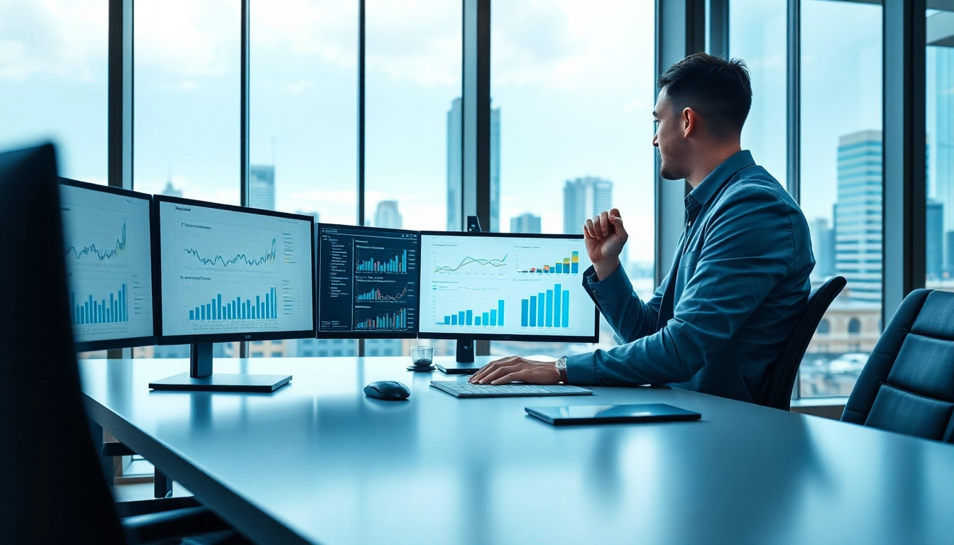 Analyze competitive intelligence data with a professional researcher in a modern office.
