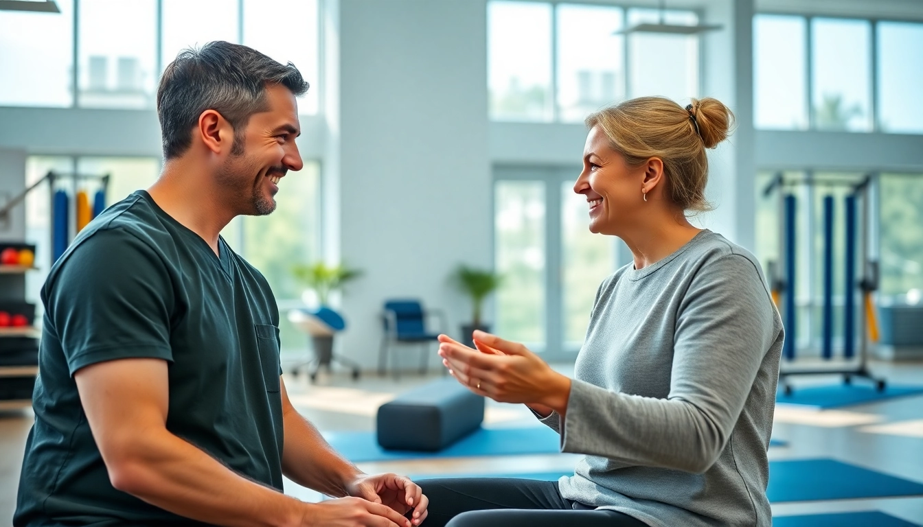 Engaged physiotherapist providing treatment in a modern clinic in Edmonton.