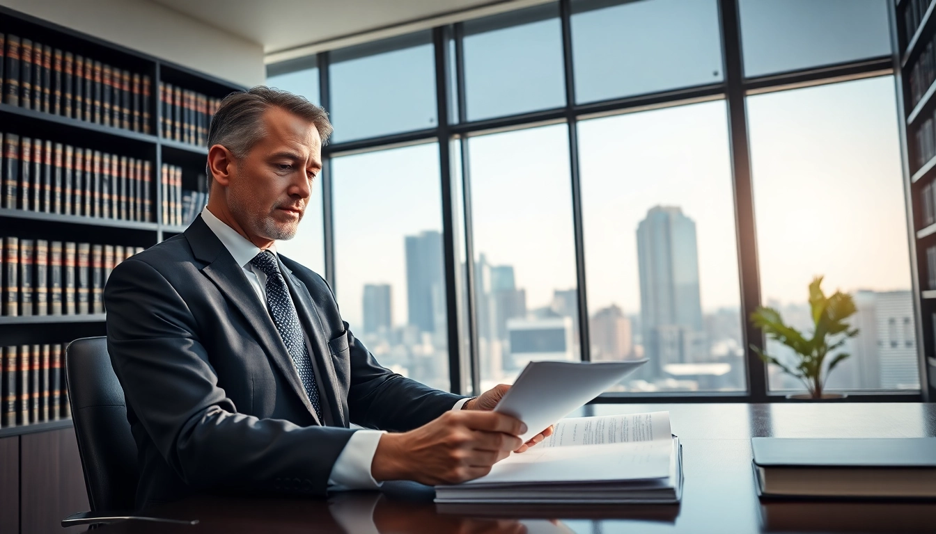 Attorney consulting documents as a Tampa Criminal Attorney in a bright, modern office.