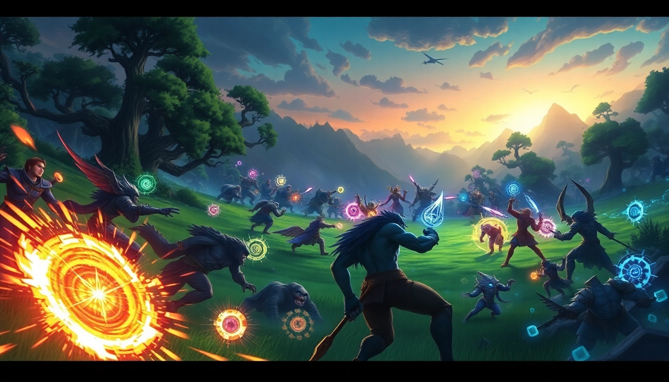 Epic Dota 2 heroes battling on a mystical battlefield filled with magic and energy.