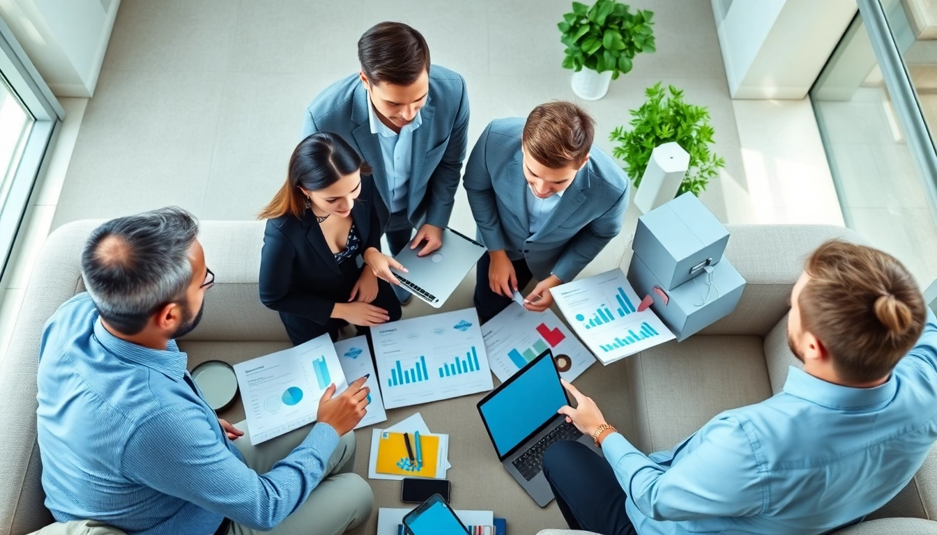Analyze strategies for amazon wholesale with professionals in a bright office environment.