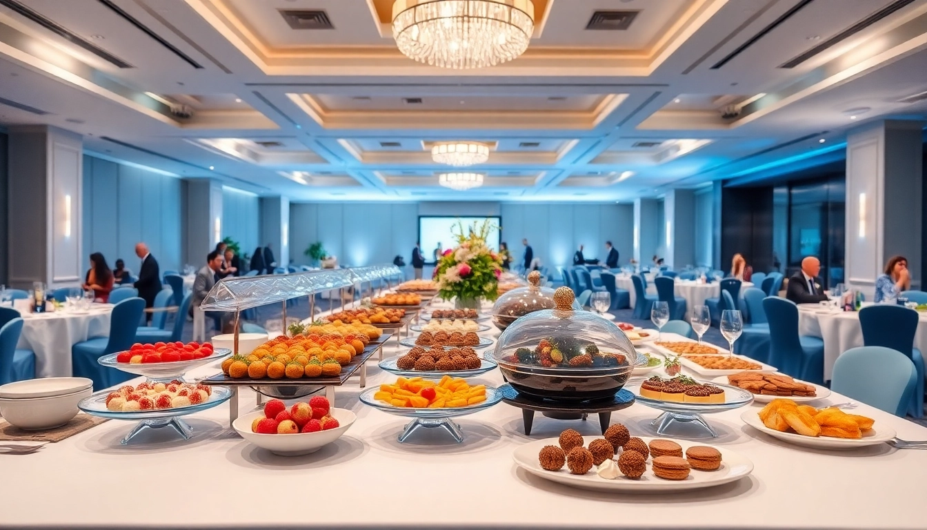 Hamilton Ontario catering for conferences showcasing a professional buffet setup in a modern venue.