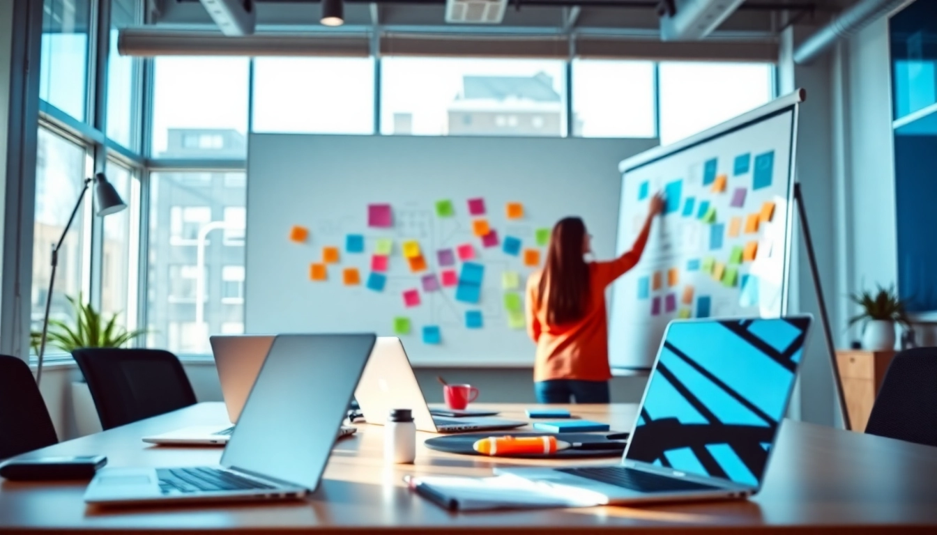 Innovative workspace representing web design missouri, showcasing a vibrant team collaboration.
