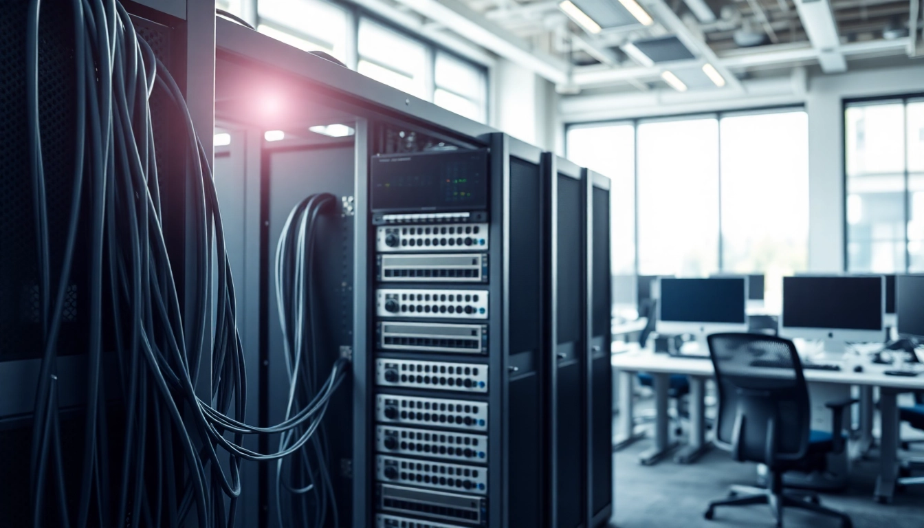 Server kaufen – Effiziente Server Setup in einem modernen Büro mit klaren, strukturierten Rack.