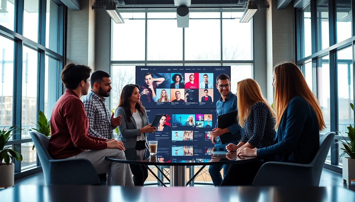 Highlighting the best music pr company team strategizing in a dynamic office environment.