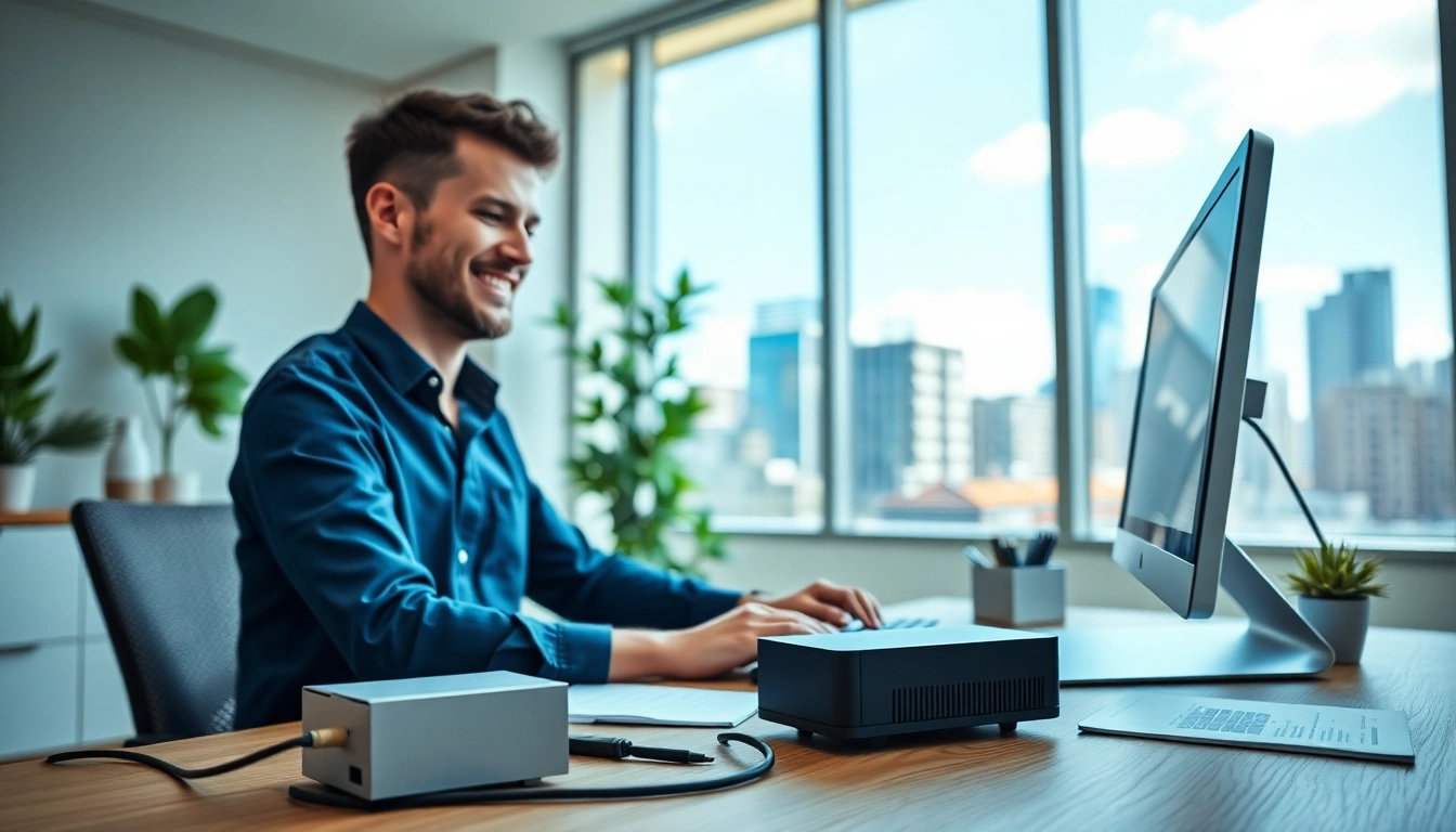 Experience Sonic Fiber Promo with a professional in a modern home office setting.