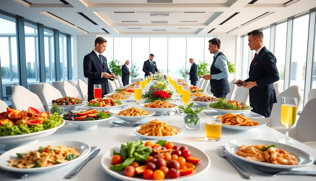 Hamilton Ontario catering for conferences with beautiful food display and professional setup in an elegant venue.