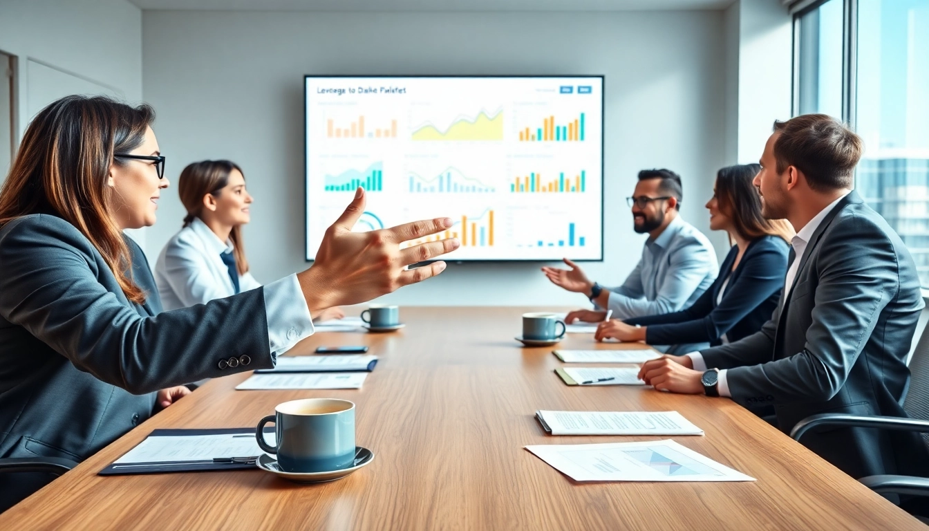 Executives leveraging innovative strategies in a professional business meeting environment.