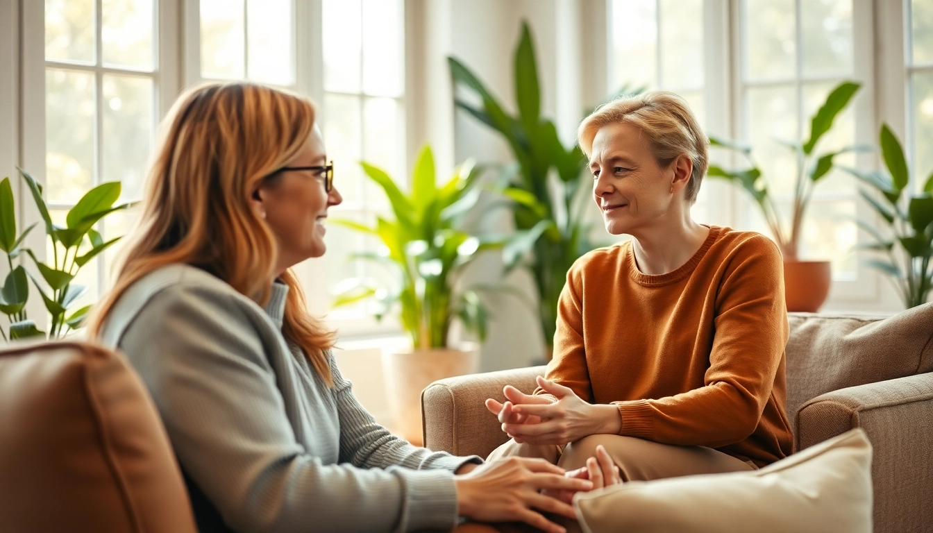 Engaging counselling session capturing a therapist's compassionate approach in a peaceful office setting.
