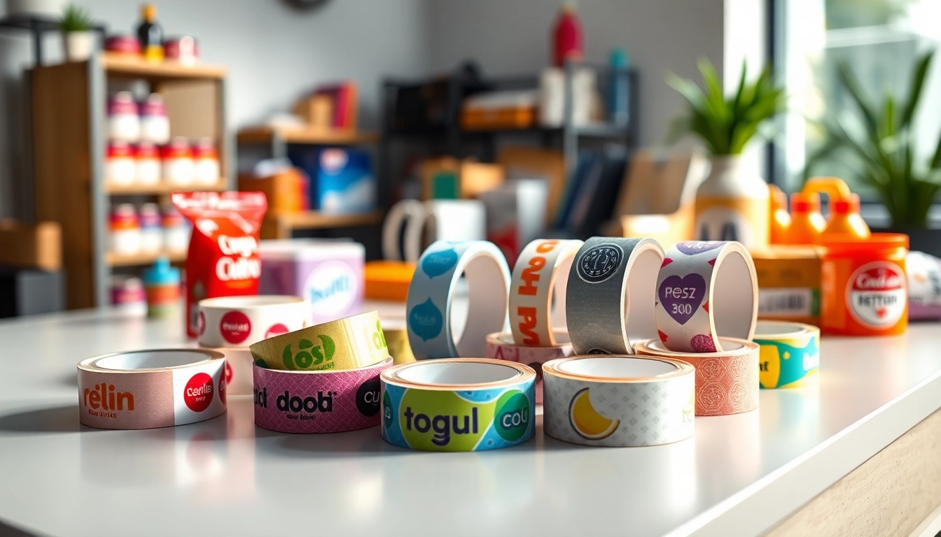 Promote your brand with vibrant custom tape designs displayed in a modern setting.
