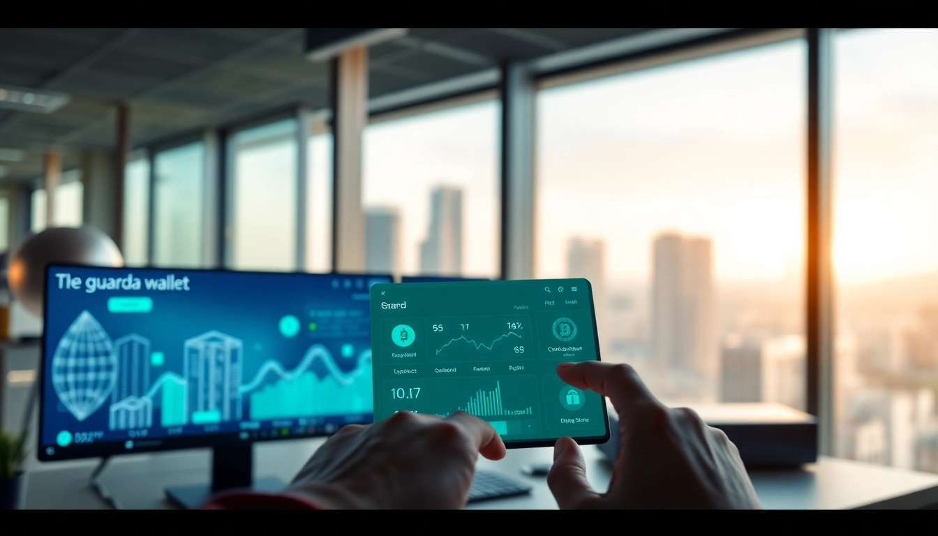View of the guarda wallet interface on a digital device highlighting secure cryptocurrency management features.