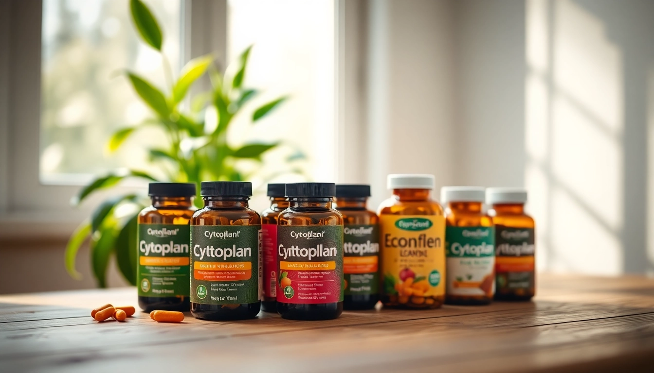Highlight the benefits of Cytoplan kosher vitamins with a vibrant display of various bottles.