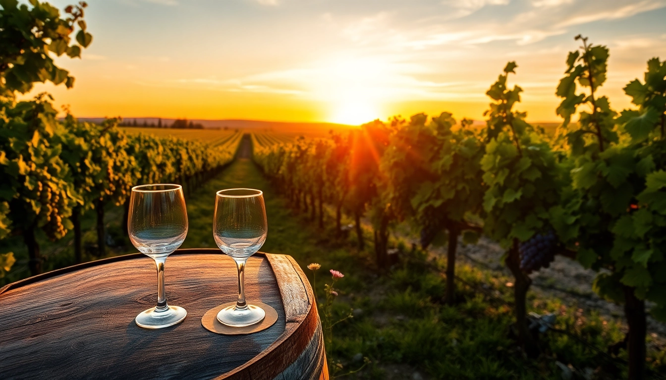 Enjoying wineries in Clarksburg with a stunning vineyard sunset view.