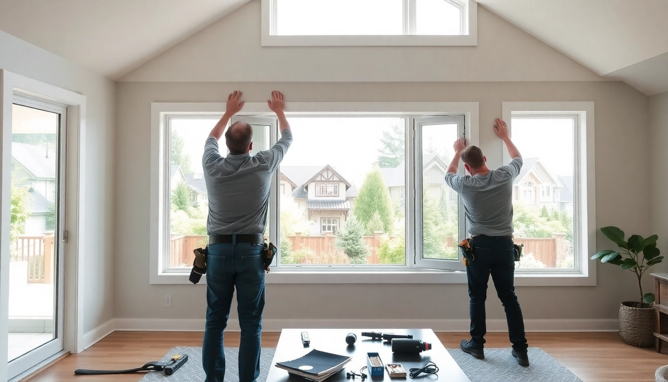Efficient window replacement Tigard Oregon with professionals installing modern energy-efficient windows.